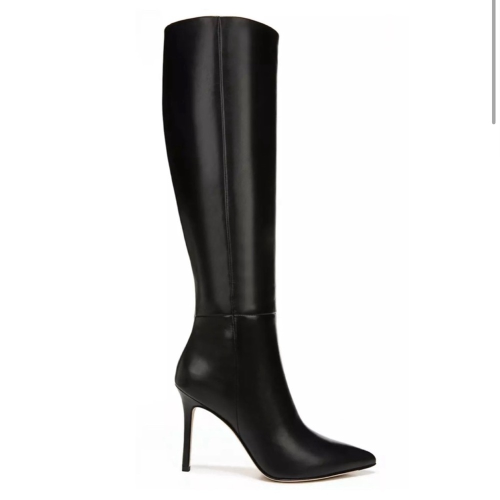 VERONICA BEARD Lisa Tall Black Pointed Toe Leather Boots Knee High New 8 Italy